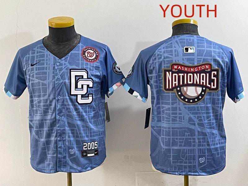 Youth 2025 Washington Nationals Blank Blue Joint Name Nike MLB Jersey style 6->youth mlb jersey->Youth Jersey
